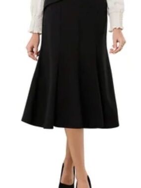 Kenar Black A-Line Midi Skirt